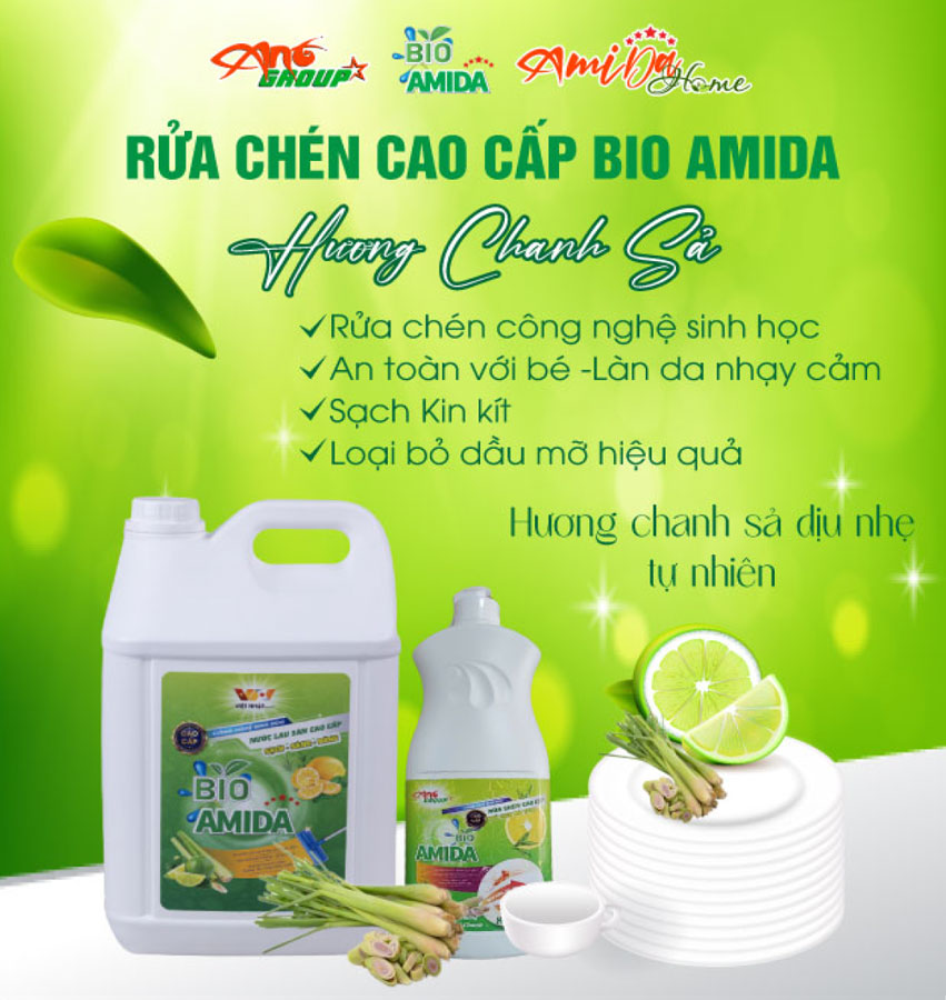 Nước Rửa Chén Sả Chanh Bio Amida 1,6Kg