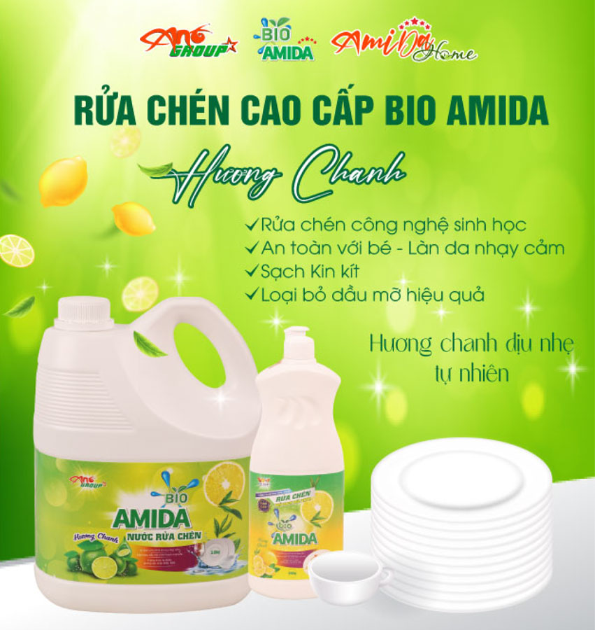 Nước Rửa Chén Bio Amida Hương Chanh