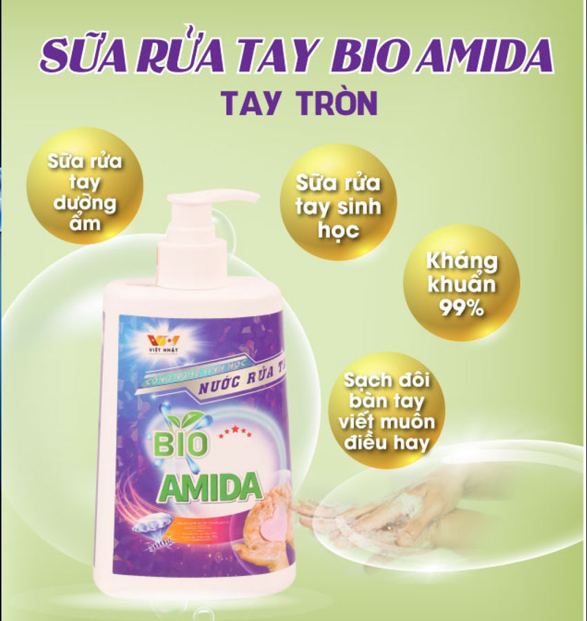 SỮA RỬA TAY BIO AMIDA TAY TRÒN – DƯỠNG ẨM, KHÁNG KHUẨN, AN TOÀN CHO CẢ GIA ĐÌNH
